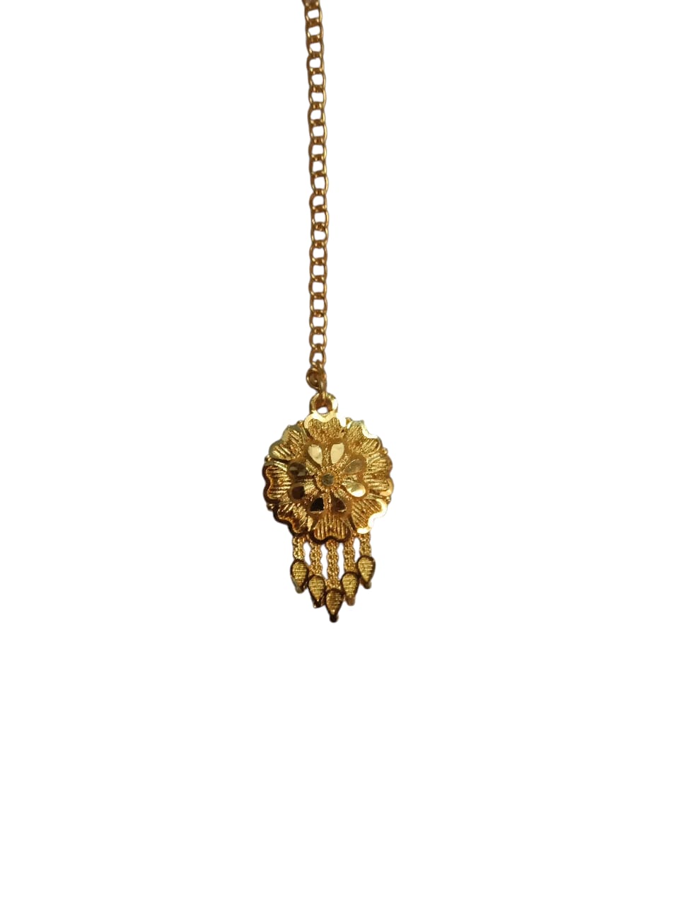 Traditional Indian Gold-Plated Necklace Set with Earrings and Maang Tikka