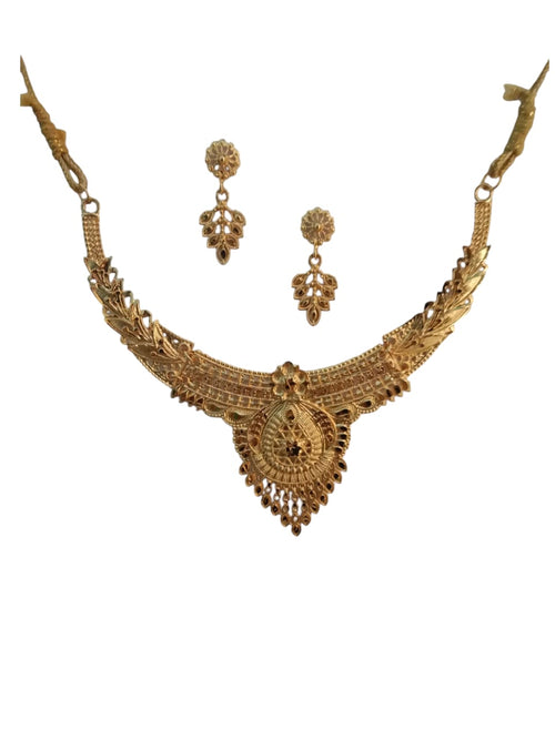 gold necklace and earring set